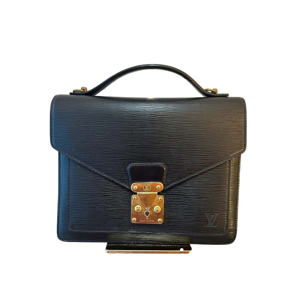 LOUIS VUITTON Monceau Black Epi Leather HandBag Shoulder Bag Purse Authentic COA